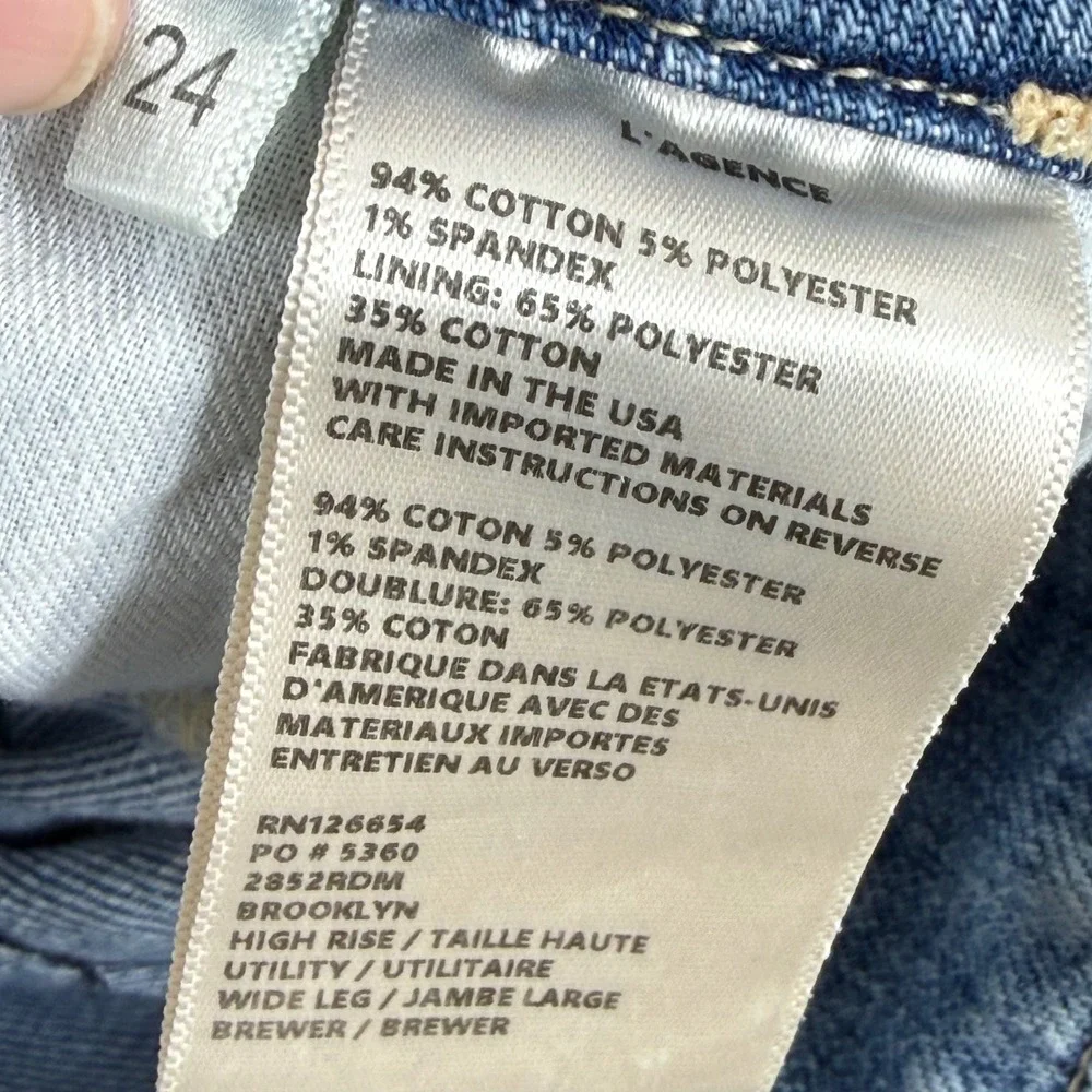 L'AGENCE Brooklyn High Rise Utility Wide Leg Cargo‎ Jeans Blue Womens 24